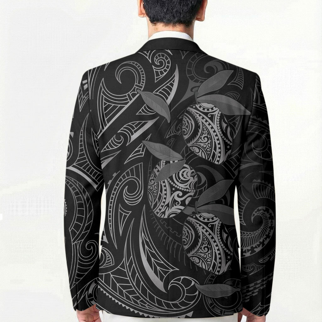Hawaiian Mango Tribal Tattoo Blazer Black White Pacific Traditional Pattern