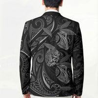 Hawaiian Mango Tribal Tattoo Blazer Black White Pacific Traditional Pattern