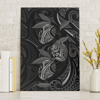 Hawaiian Mango Tribal Tattoo Canvas Wall Art Black White Pacific Traditional Pattern