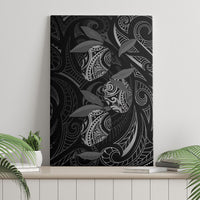 Hawaiian Mango Tribal Tattoo Canvas Wall Art Black White Pacific Traditional Pattern