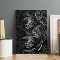 Hawaiian Mango Tribal Tattoo Canvas Wall Art Black White Pacific Traditional Pattern