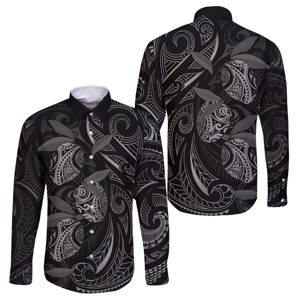 Hawaiian Mango Tribal Tattoo Family Matching Mermaid Dress and Hawaiian Shirt Black White Pacific Traditional Pattern