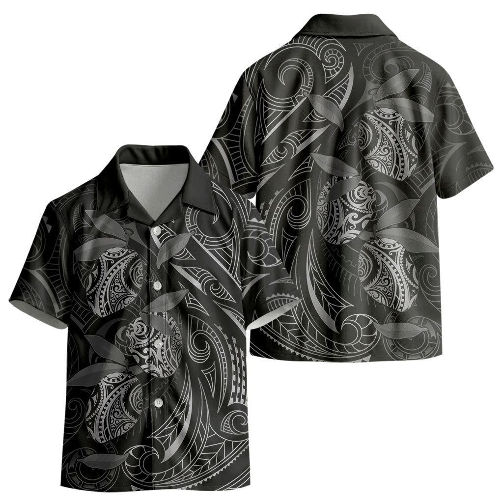 Hawaiian Mango Tribal Tattoo Kid Hawaiian Shirt Black White Pacific Traditional Pattern