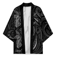 Hawaiian Mango Tribal Tattoo Kimono Black White Pacific Traditional Pattern