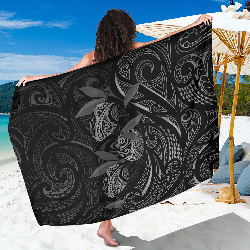Hawaiian Mango Tribal Tattoo Sarong Black White Pacific Traditional Pattern