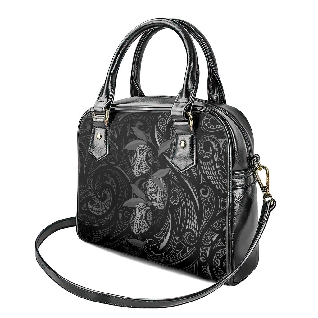 Hawaiian Mango Tribal Tattoo Shoulder Handbag Black White Pacific Traditional Pattern