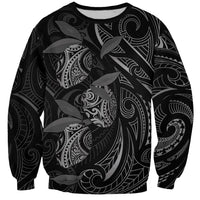 Hawaiian Mango Tribal Tattoo Sweatshirt Black White Pacific Traditional Pattern