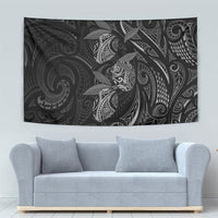 Hawaiian Mango Tribal Tattoo Tapestry Black White Pacific Traditional Pattern