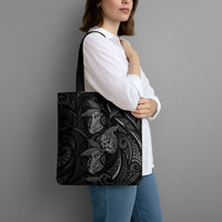 Hawaiian Mango Tribal Tattoo Tote Bag Black White Pacific Traditional Pattern