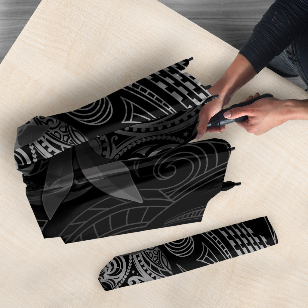 Hawaiian Mango Tribal Tattoo Umbrella Black White Pacific Traditional Pattern