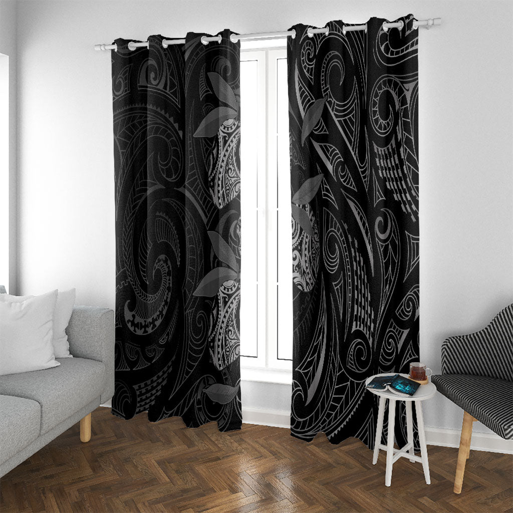 Hawaiian Mango Tribal Tattoo Window Curtain Black White Pacific Traditional Pattern
