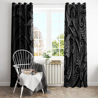 Hawaiian Mango Tribal Tattoo Window Curtain Black White Pacific Traditional Pattern