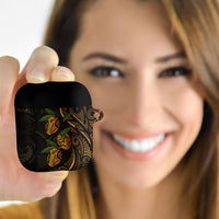 Hawaiian Mango Tribal Tattoo AirPods Case Gold Pacific Traditional Pattern