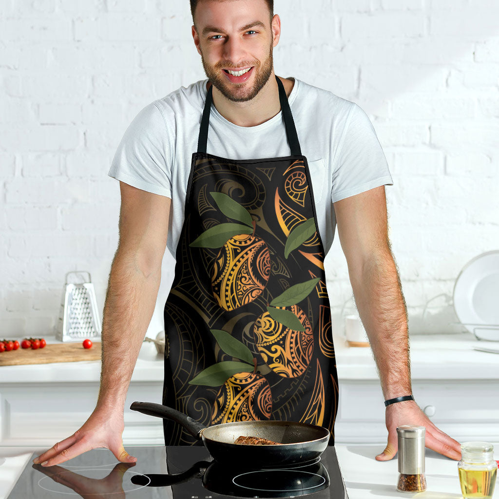 Hawaiian Mango Tribal Tattoo Apron Gold Pacific Traditional Pattern