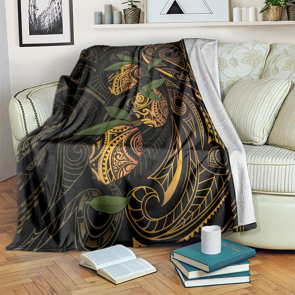 Hawaiian Mango Tribal Tattoo Blanket Gold Pacific Traditional Pattern