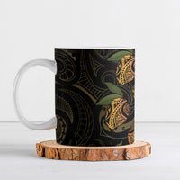 Hawaiian Mango Tribal Tattoo Ceramic Mug Gold Pacific Traditional Pattern