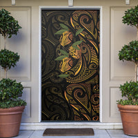 Hawaiian Mango Tribal Tattoo Door Cover Gold Pacific Traditional Pattern