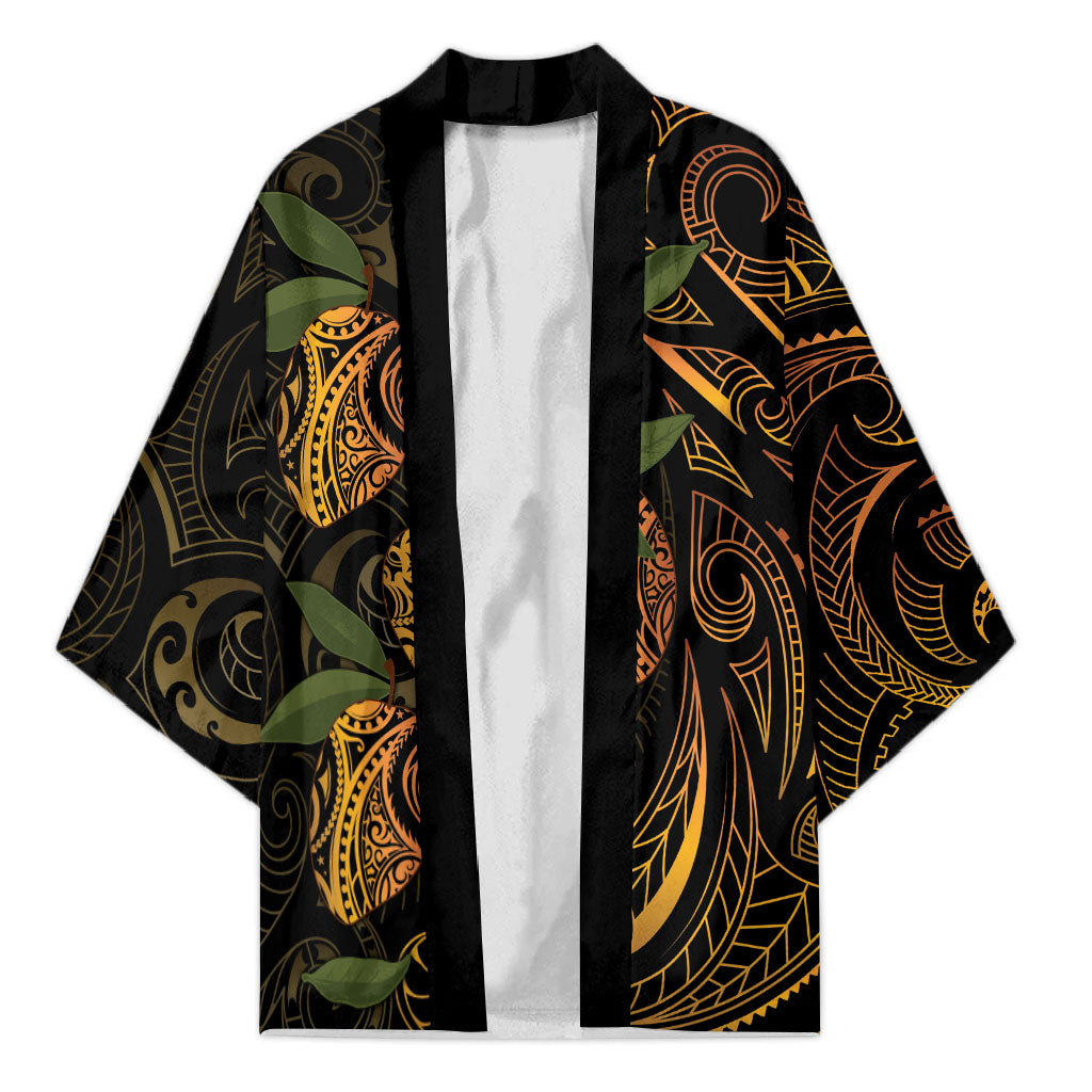 Hawaiian Mango Tribal Tattoo Kimono Gold Pacific Traditional Pattern