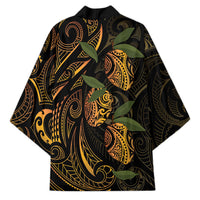 Hawaiian Mango Tribal Tattoo Kimono Gold Pacific Traditional Pattern