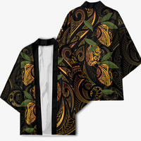 Hawaiian Mango Tribal Tattoo Kimono Gold Pacific Traditional Pattern