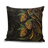 Hawaiian Mango Tribal Tattoo Pillow Cover Gold Pacific Traditional Pattern