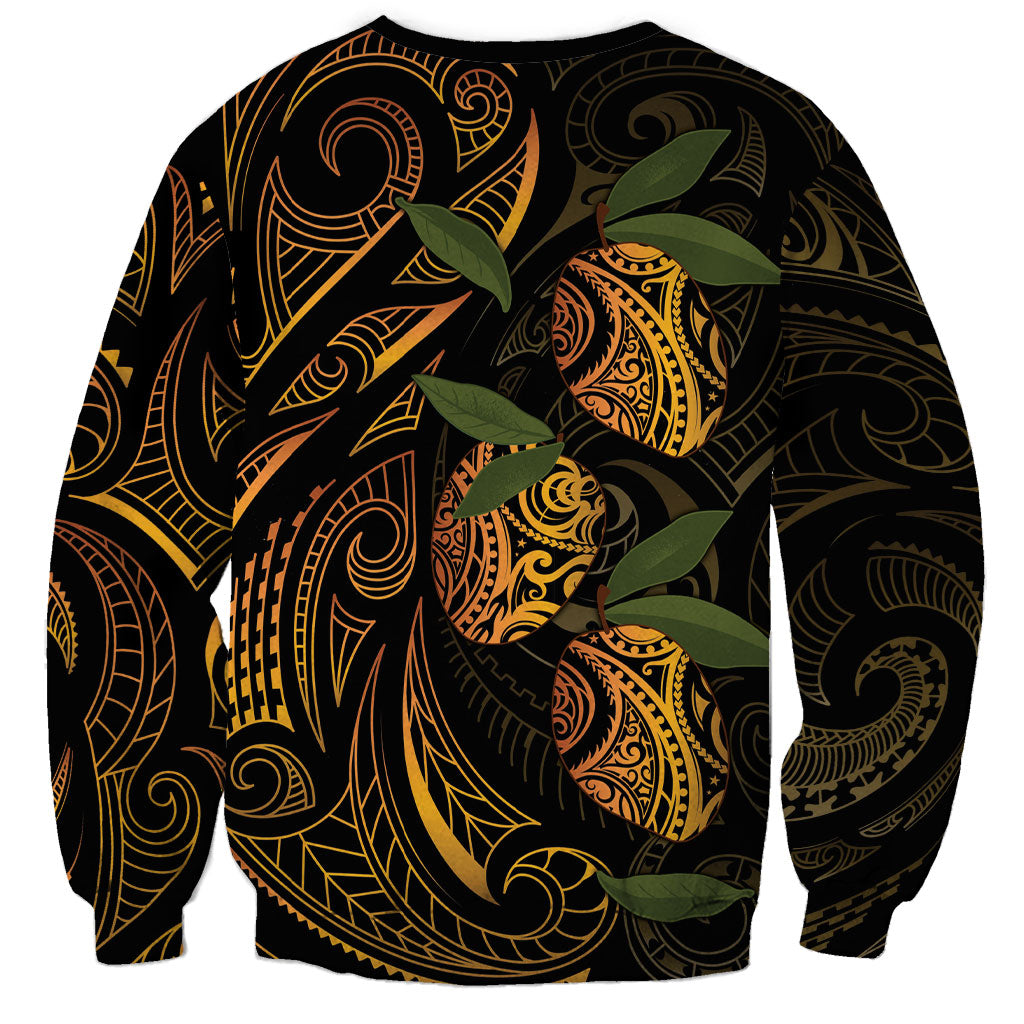 Hawaiian Mango Tribal Tattoo Sweatshirt Gold Pacific Traditional Pattern
