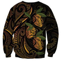 Hawaiian Mango Tribal Tattoo Sweatshirt Gold Pacific Traditional Pattern