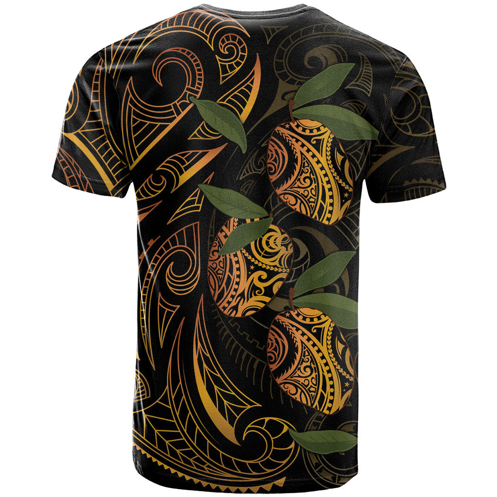 Hawaiian Mango Tribal Tattoo T Shirt Gold Pacific Traditional Pattern