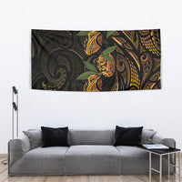 Hawaiian Mango Tribal Tattoo Tapestry Gold Pacific Traditional Pattern