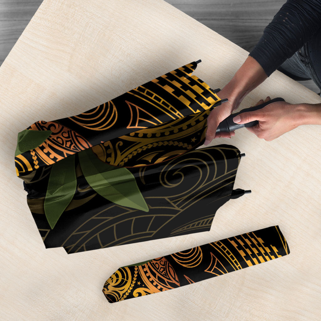Hawaiian Mango Tribal Tattoo Umbrella Gold Pacific Traditional Pattern