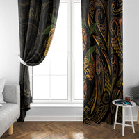 Hawaiian Mango Tribal Tattoo Window Curtain Gold Pacific Traditional Pattern