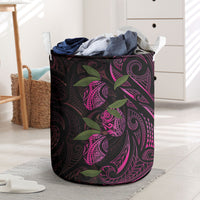 Hawaiian Mango Tribal Tattoo Laundry Basket Pink Pacific Traditional Pattern