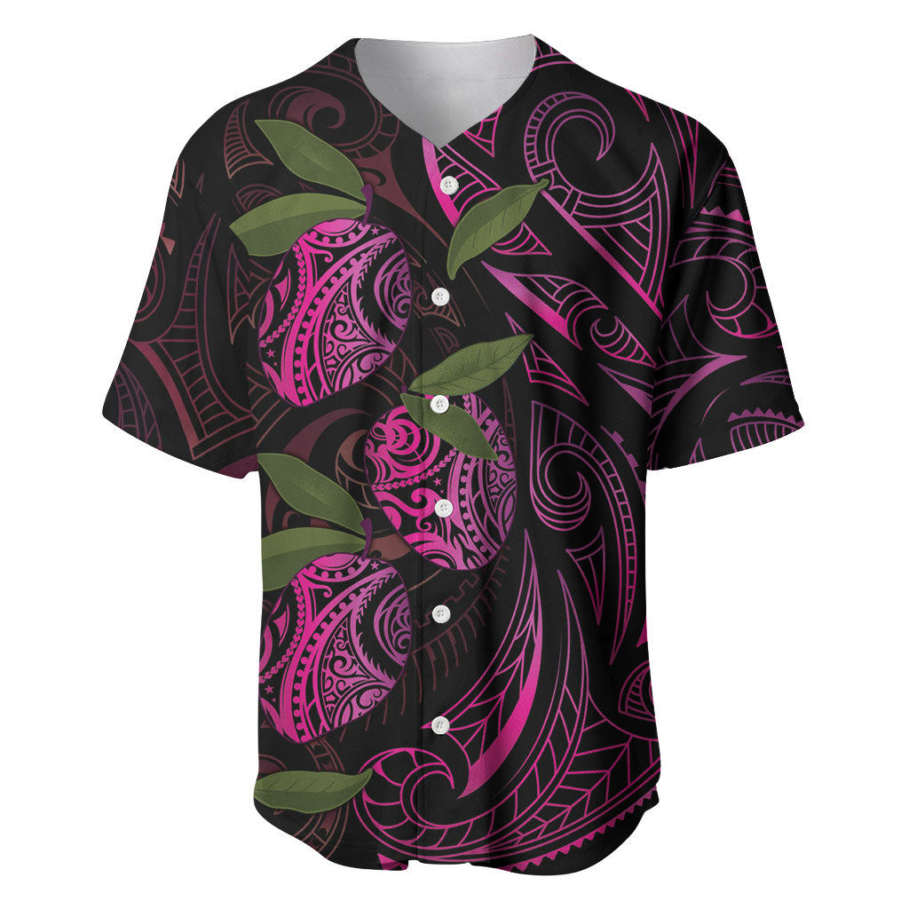 Hawaiian Mango Tribal Tattoo Baseball Jersey Pink Pacific Traditional Pattern