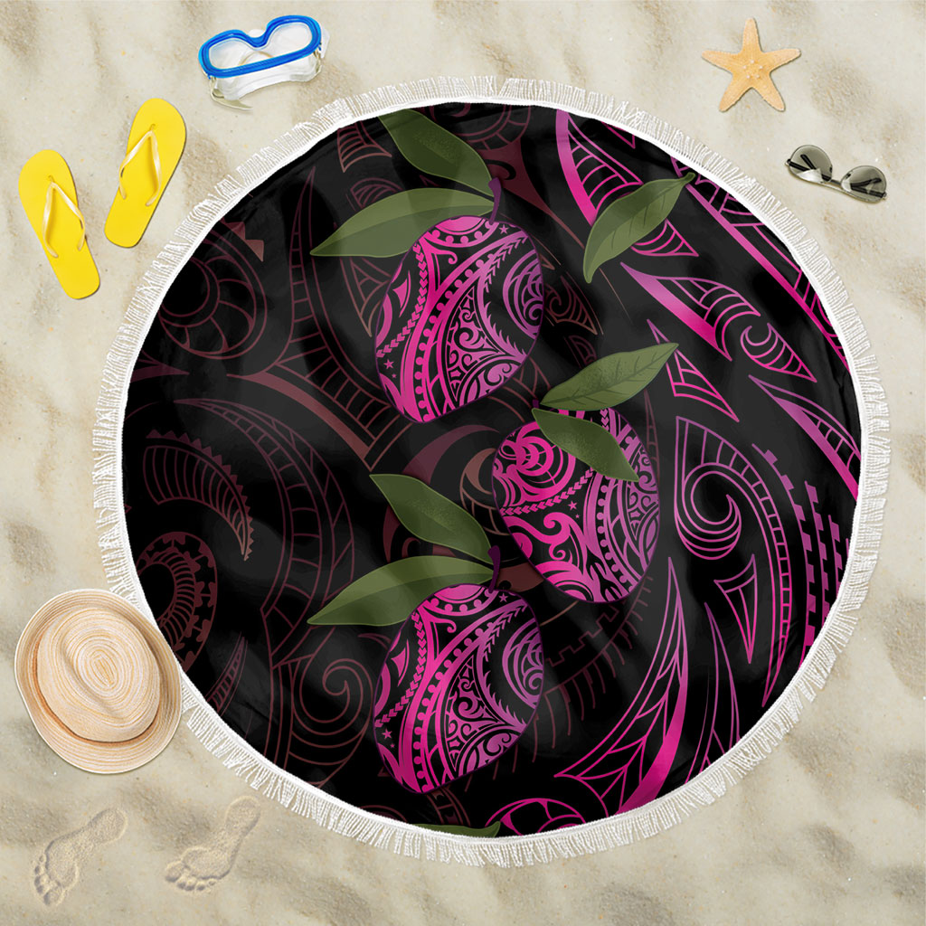 Hawaiian Mango Tribal Tattoo Beach Blanket Pink Pacific Traditional Pattern