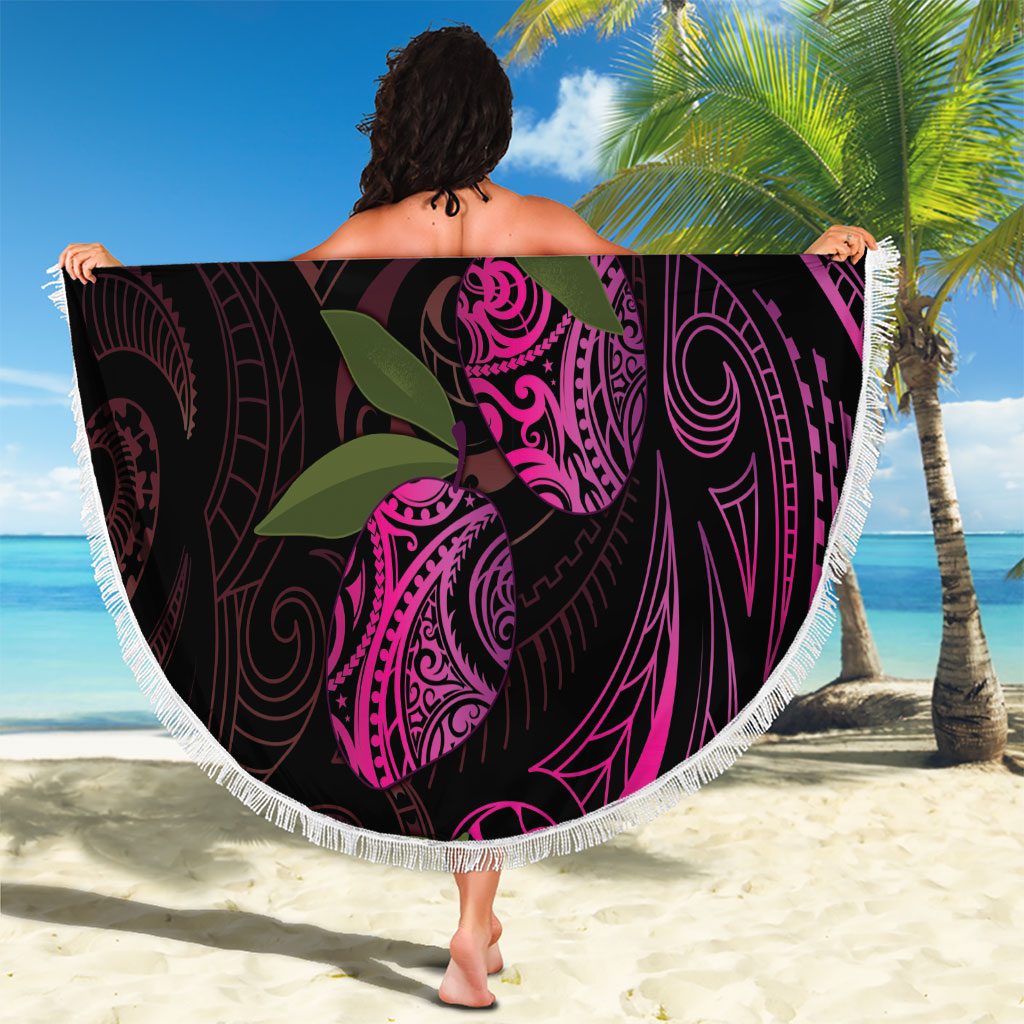 Hawaiian Mango Tribal Tattoo Beach Blanket Pink Pacific Traditional Pattern