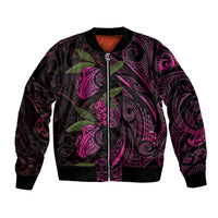 Hawaiian Mango Tribal Tattoo Bomber Jacket Pink Pacific Traditional Pattern