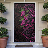 Hawaiian Mango Tribal Tattoo Door Cover Pink Pacific Traditional Pattern
