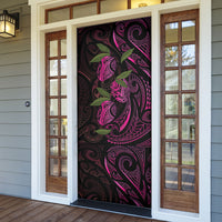 Hawaiian Mango Tribal Tattoo Door Cover Pink Pacific Traditional Pattern