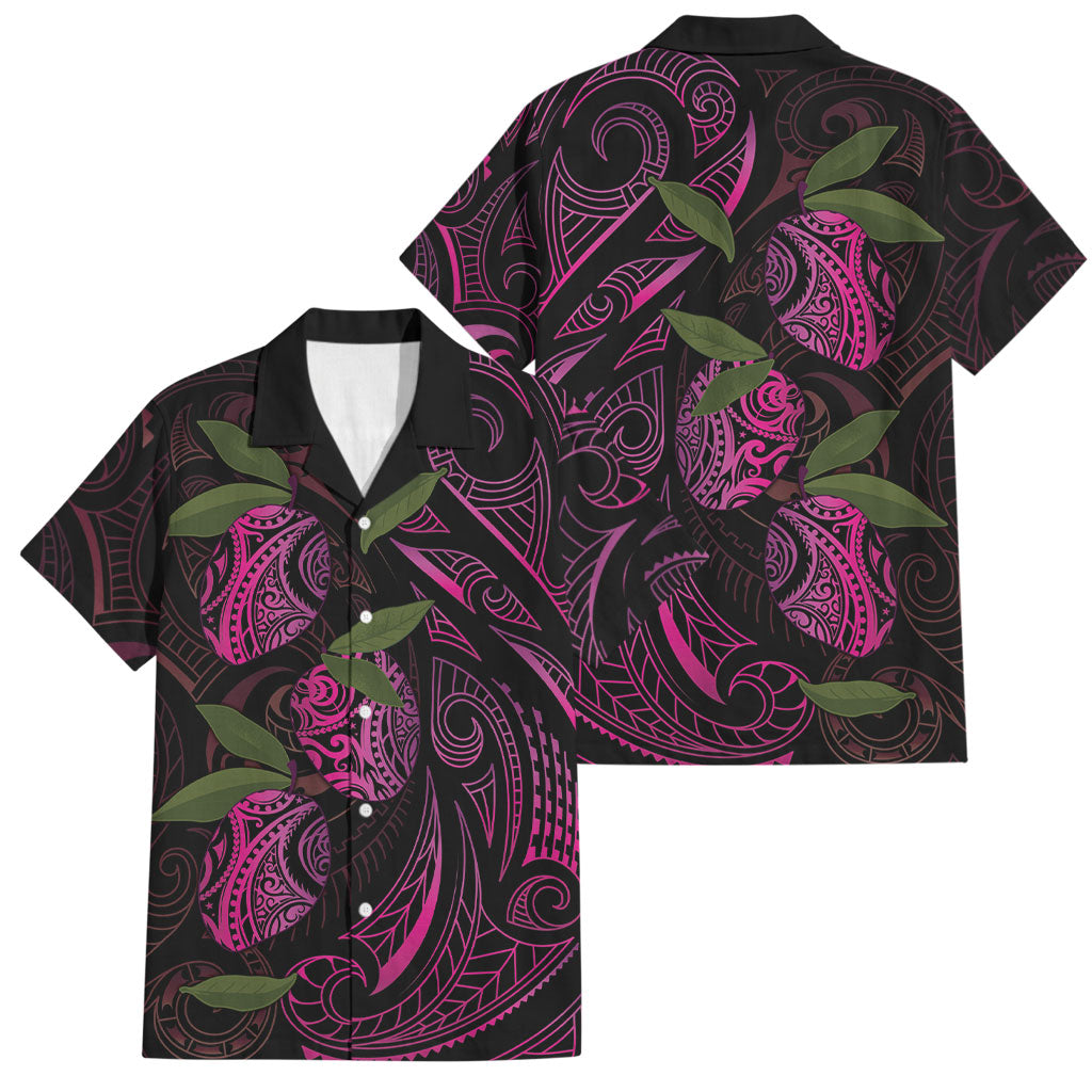 Hawaiian Mango Tribal Tattoo Family Matching Tank Maxi Dress and Hawaiian Shirt Pink Pacific Traditional Pattern