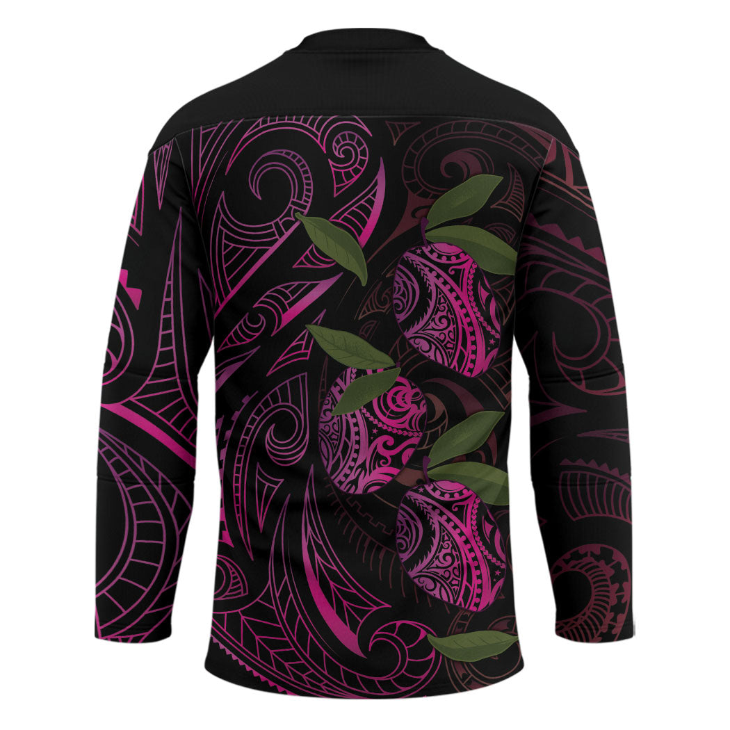 Hawaiian Mango Tribal Tattoo Hockey Jersey Pink Pacific Traditional Pattern
