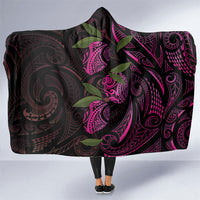 Hawaiian Mango Tribal Tattoo Hooded Blanket Pink Pacific Traditional Pattern