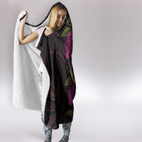 Hawaiian Mango Tribal Tattoo Hooded Blanket Pink Pacific Traditional Pattern