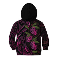 Hawaiian Mango Tribal Tattoo Kid Hoodie Pink Pacific Traditional Pattern
