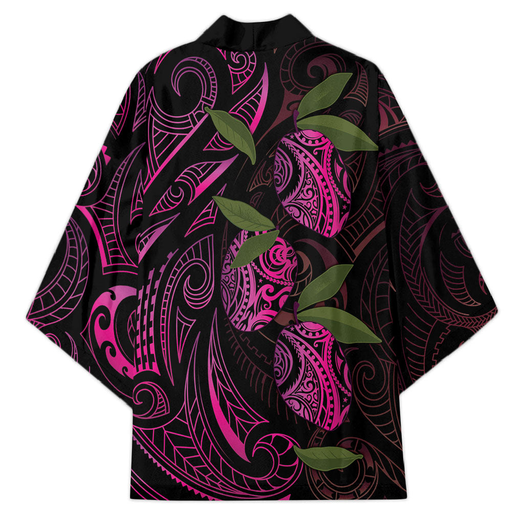 Hawaiian Mango Tribal Tattoo Kimono Pink Pacific Traditional Pattern