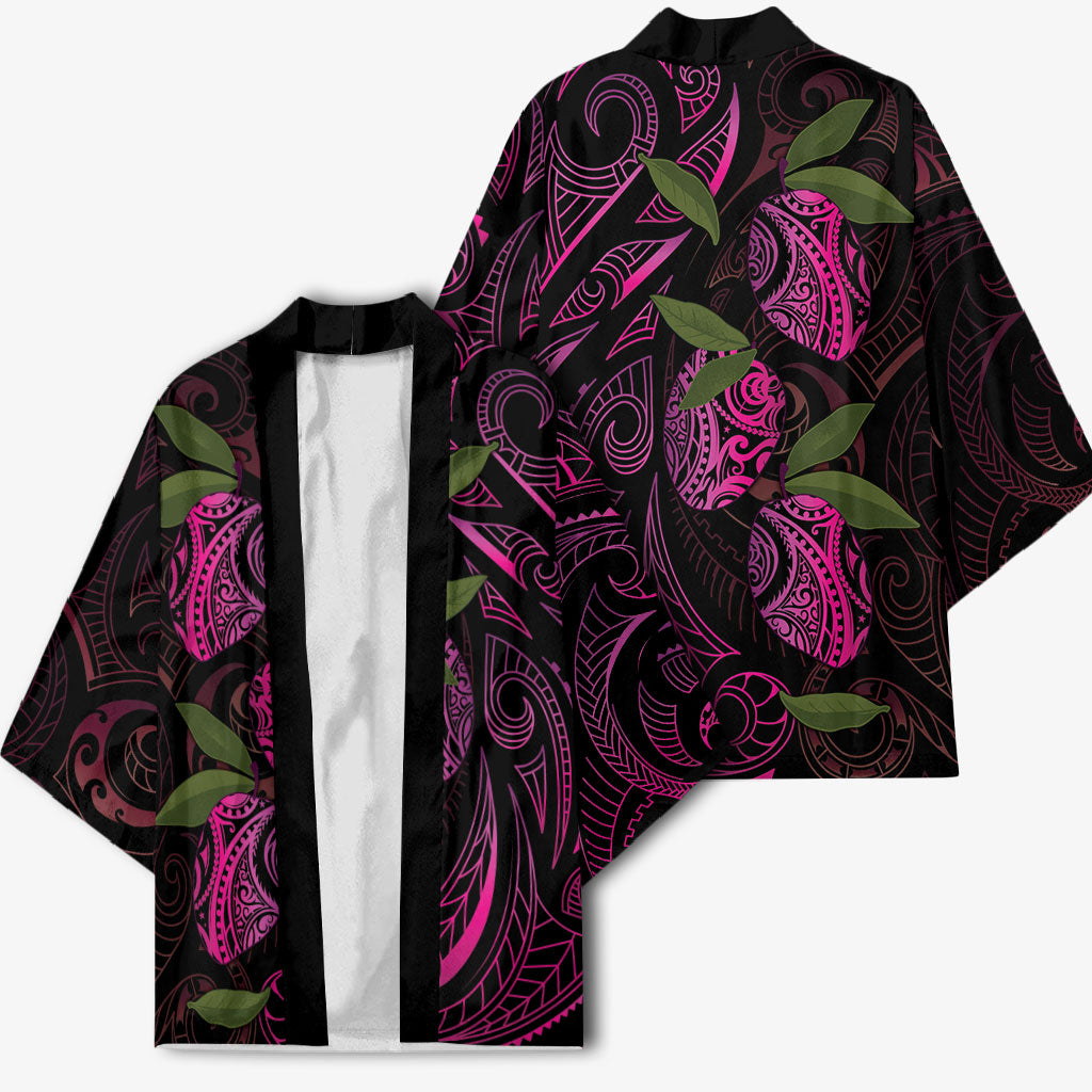 Hawaiian Mango Tribal Tattoo Kimono Pink Pacific Traditional Pattern
