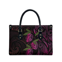 Hawaiian Mango Tribal Tattoo Leather Bag Pink Pacific Traditional Pattern