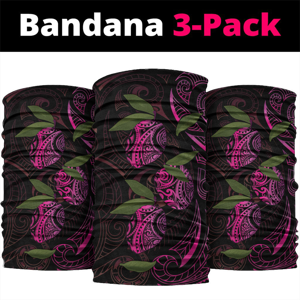 Hawaiian Mango Tribal Tattoo Neck Gaiter Pink Pacific Traditional Pattern