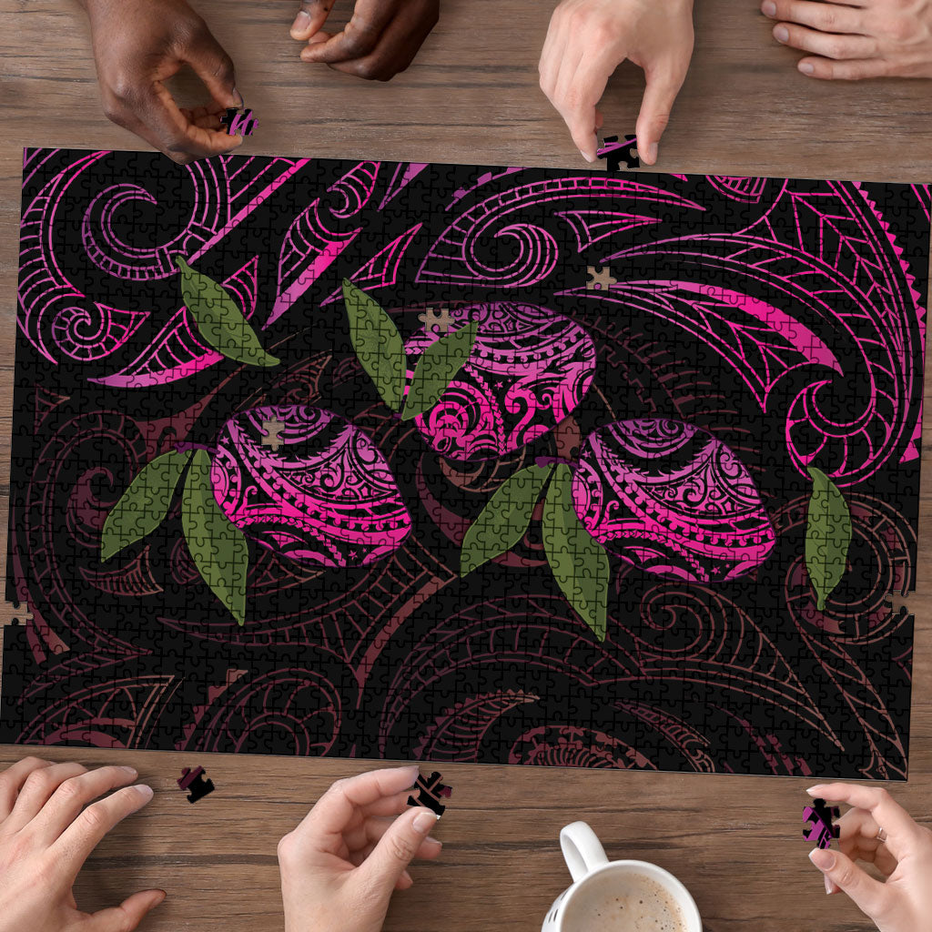 Hawaiian Mango Tribal Tattoo Puzzle Pink Pacific Traditional Pattern