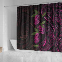 Hawaiian Mango Tribal Tattoo Shower Curtain Pink Pacific Traditional Pattern
