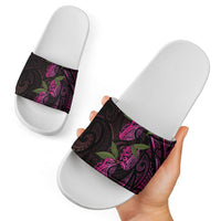 Hawaiian Mango Tribal Tattoo Slide Sandals Pink Pacific Traditional Pattern